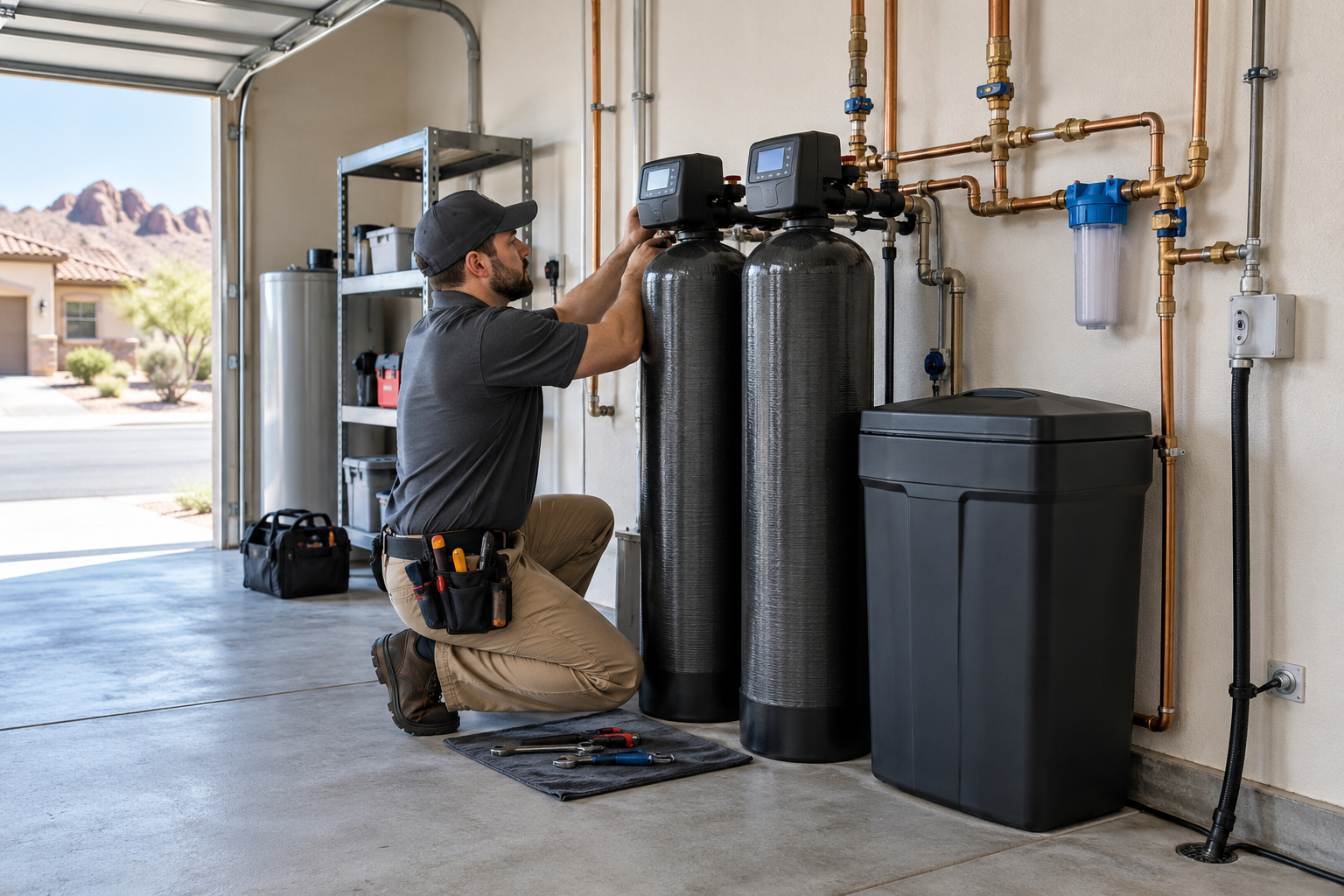 Water Softener Systems equipment and professional service in a Henderson home